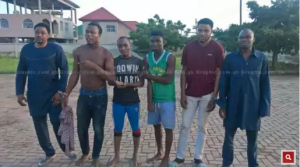 See Photo Of Six Nigerians Arrested In Ghana For Alleged Kidnapping and Rape